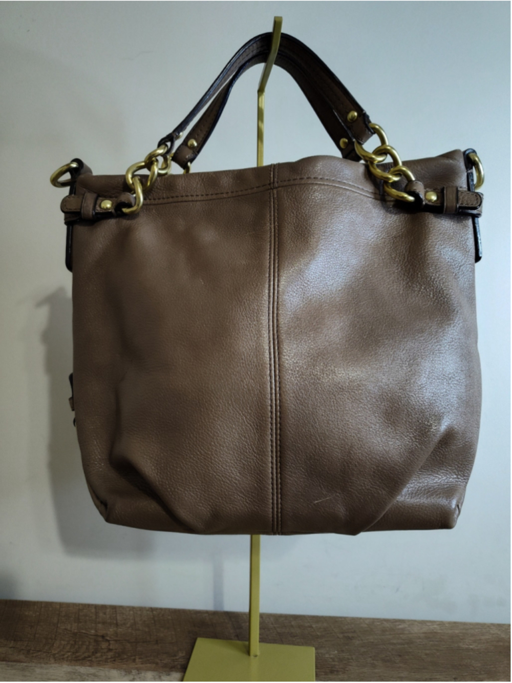Women's Coach Leather Hobo Bag One Size Brown Gold